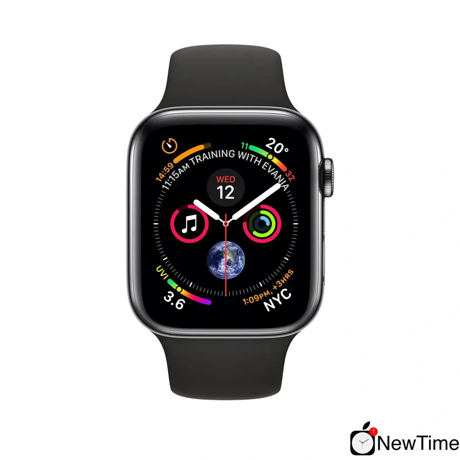 Apple Watch Series 4 (GPS + Cellular) 44mm Space Black Stainless Steel Case with Black Sport Band (MTV52, MTX22)