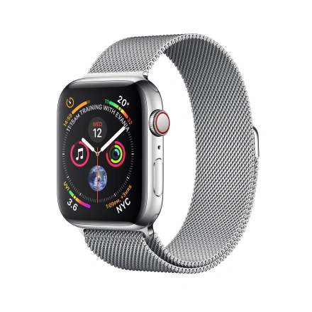 Apple Watch Series 4 (GPS + Cellular) 40mm Stainless Steel Case with Milanese Loop (MTUM2, MTVK2)