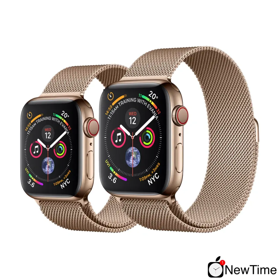 Apple Watch Series 4 (GPS + Cellular) 44mm Gold Stainless Steel Case with Gold Milanese Loop (MTV82, MTX52)