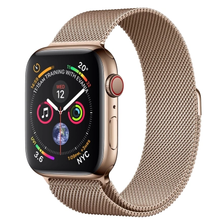 Apple Watch Series 4 (GPS + Cellular) 44mm Gold Stainless Steel Case with Gold Milanese Loop (MTV82, MTX52)