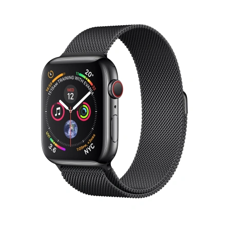 Apple Watch Series 4 (GPS + Cellular) 40mm Space Black Stainless Steel Case with Space Black Milanese Loop (MTUQ2, MTVM2)