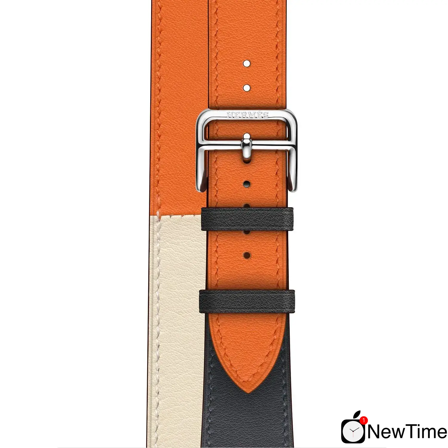 Apple Watch Series 4 Hermès (GPS + Cellular) 40mm Stainless Steel Case with Indigo/Craie/Orange Swift Leather Double Tour (MU7K2, MU7L2)