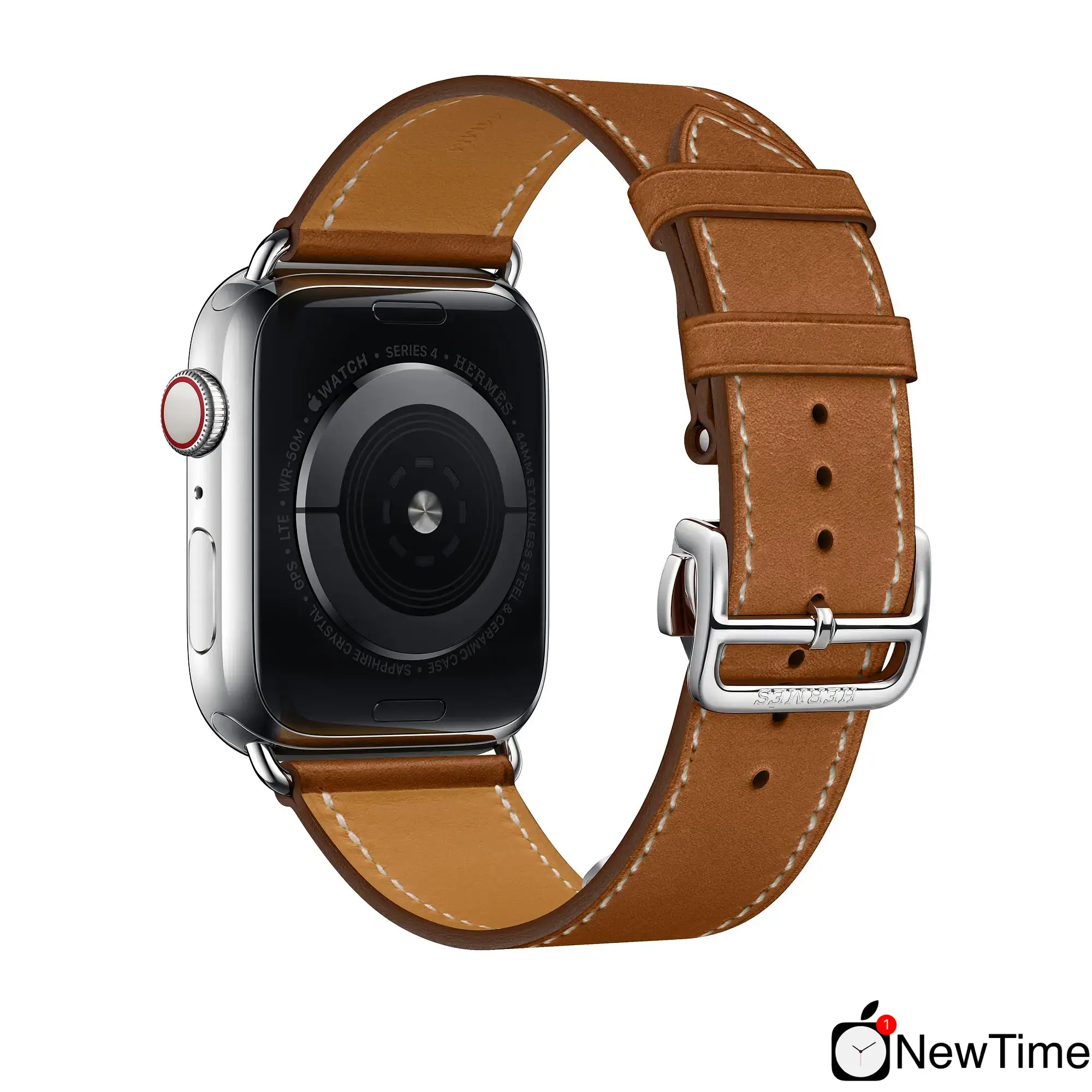 Apple Watch Series 4 Hermès (GPS + Cellular) 44mm Stainless Steel Case with Fauve Barenia Leather Single Tour Deployment Buckle (MU6T2, MU742)