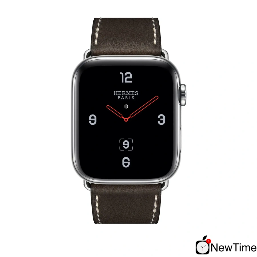 Apple Watch Series 4 Hermès (GPS + Cellular) 44mm Stainless Steel Case with Ébène Barenia Leather Single Tour Deployment Buckle (MU6U2, MU752)