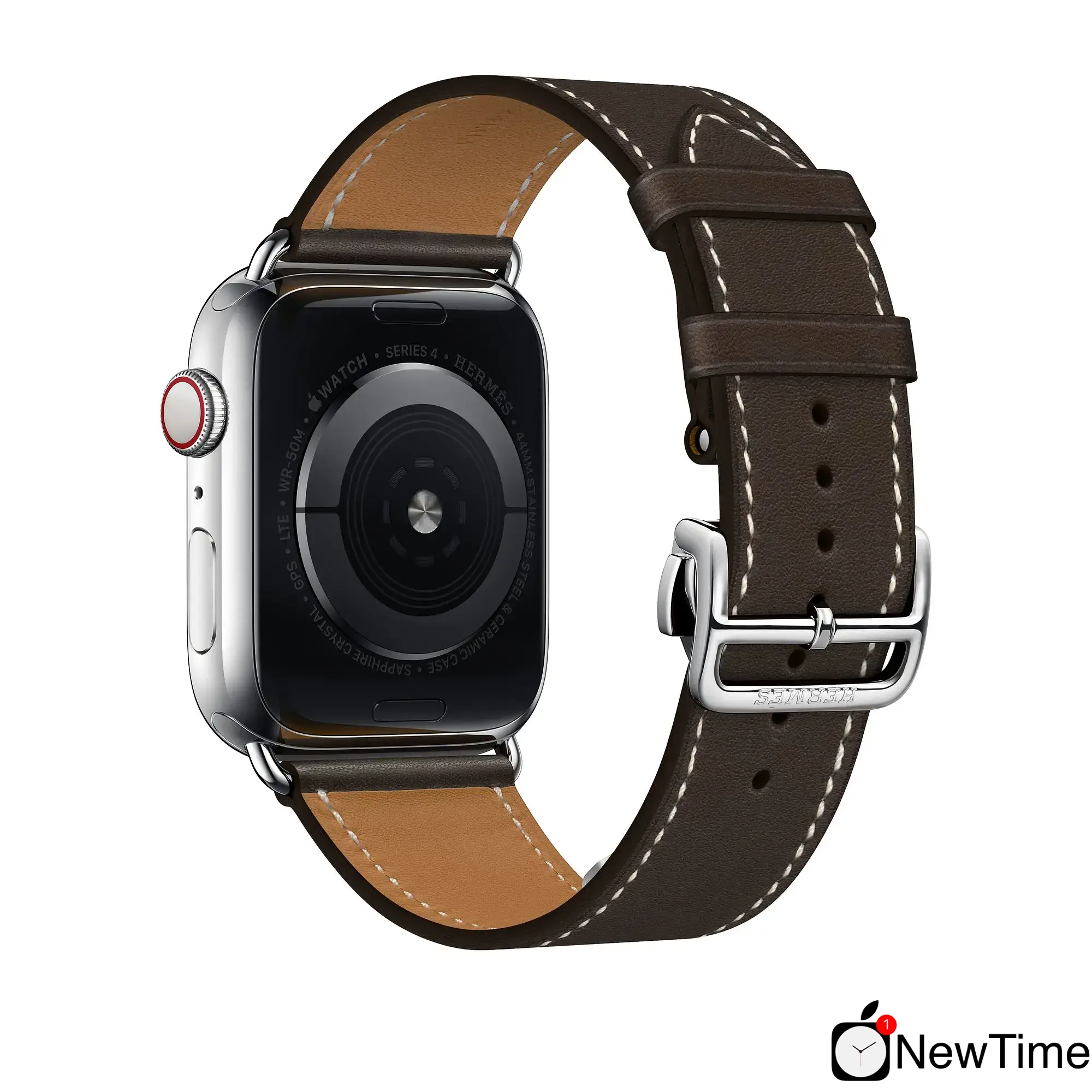 Apple Watch Series 4 Hermès (GPS + Cellular) 44mm Stainless Steel Case with Ébène Barenia Leather Single Tour Deployment Buckle (MU6U2, MU752)