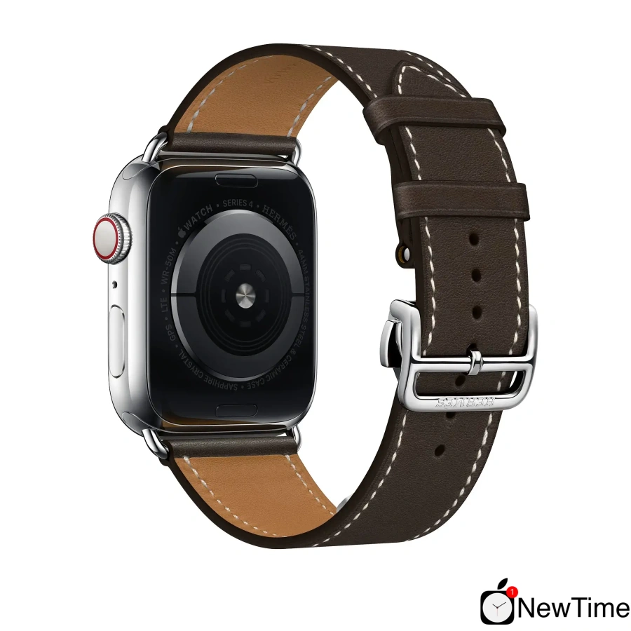 Apple Watch Series 4 Hermès (GPS + Cellular) 44mm Stainless Steel Case with Ébène Barenia Leather Single Tour Deployment Buckle (MU6U2, MU752)