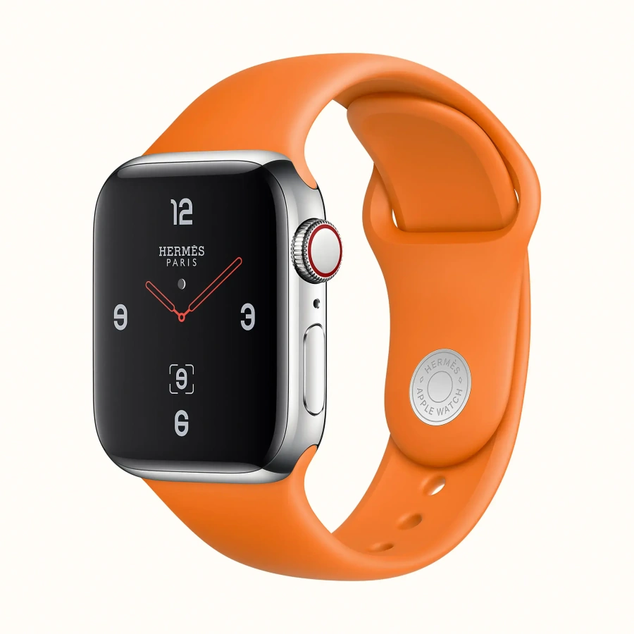 Apple Watch Series 4 Hermès (GPS + Cellular) 44mm Stainless Steel Case with Ébène Barenia Leather Single Tour Deployment Buckle (MU6U2, MU752)