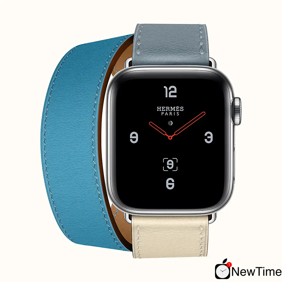 Apple Watch Series 4 Hermès (GPS + Cellular) 40mm Stainless Steel Case with Bleu Lin / Craie / Bleu du Nord Double Tour (H078731CJAD)