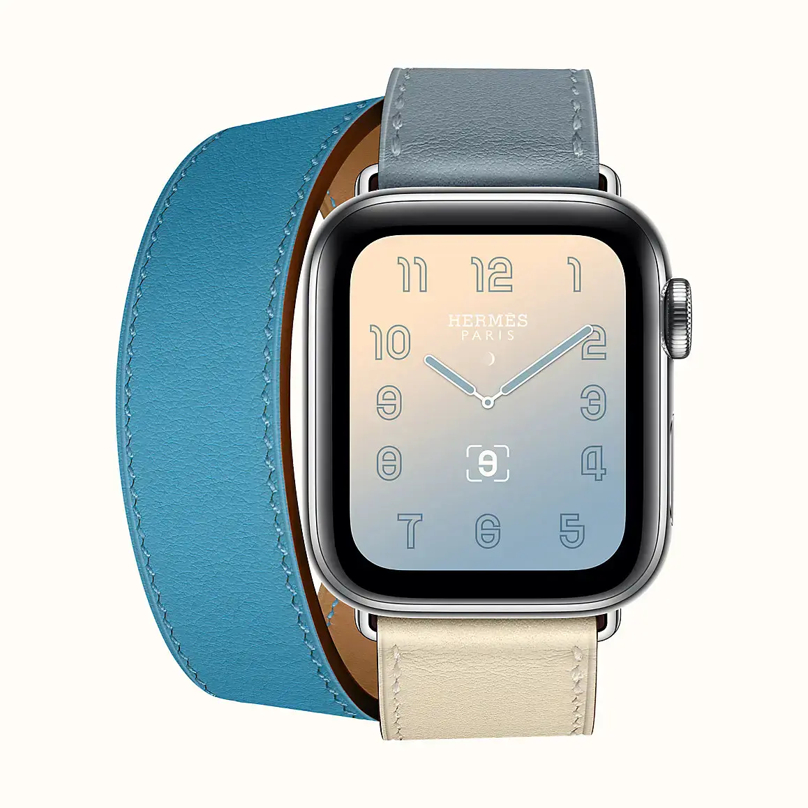 Apple Watch Series 4 Hermès (GPS + Cellular) 40mm Stainless Steel Case with Bleu Lin / Craie / Bleu du Nord Double Tour (H078731CJAD)