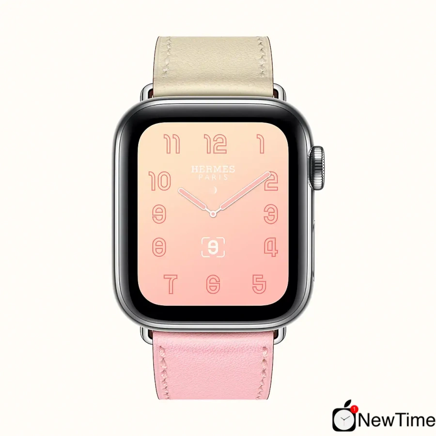 Apple Watch Series 4 Hermès (GPS + Cellular) 40mm Stainless Steel Case with Rose Sakura / Craie / Argile Swift Leather Single Tour (H078727CJAE)