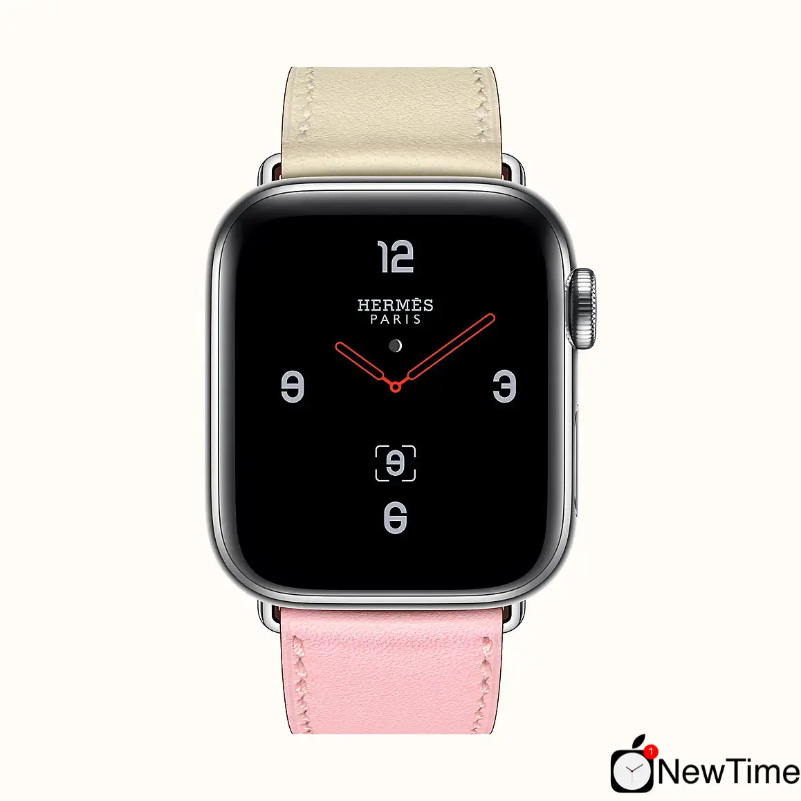 Apple Watch Series 4 Hermès (GPS + Cellular) 40mm Stainless Steel Case with Rose Sakura/Craie/Argile Swift Leather Single Tour (H078727CJAE)