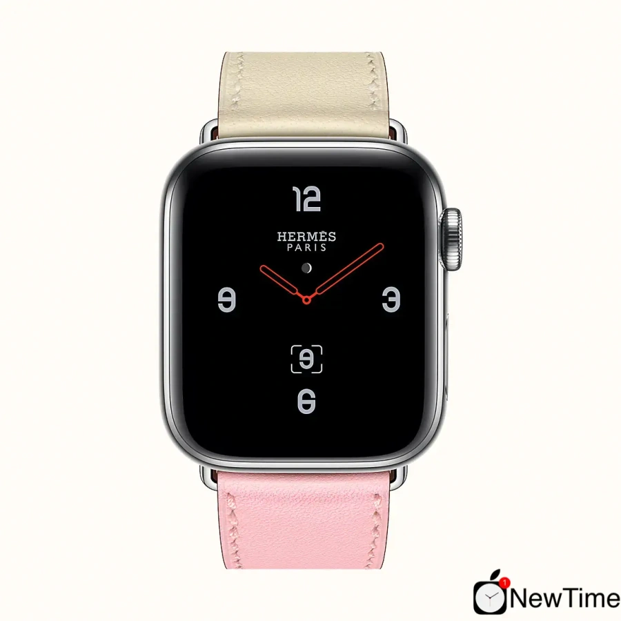 Apple Watch Series 4 Hermès (GPS + Cellular) 40mm Stainless Steel Case with Rose Sakura / Craie / Argile Swift Leather Single Tour (H078727CJAE)