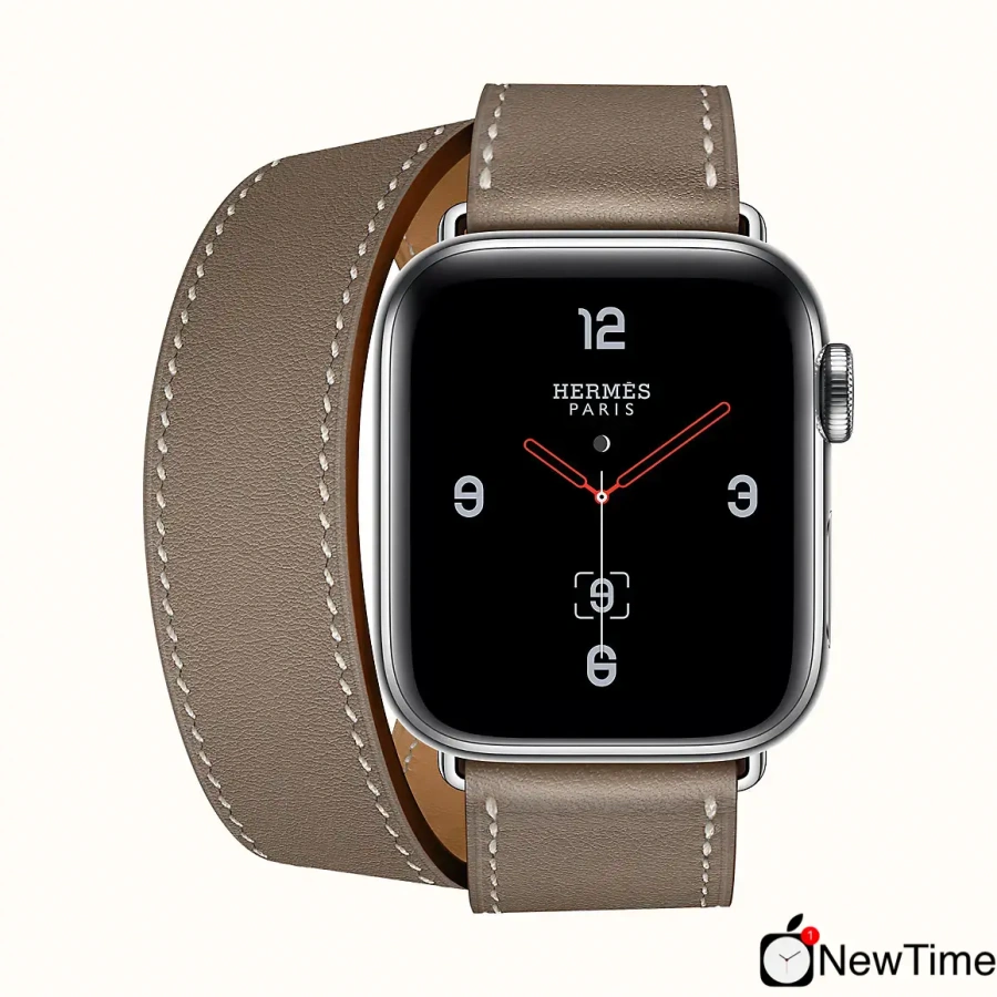 Apple Watch Series 4 Hermès (GPS + Cellular) 40mm Stainless Steel Case with Etoupe Swift Leather Double Tour Long (H078725CJ18)