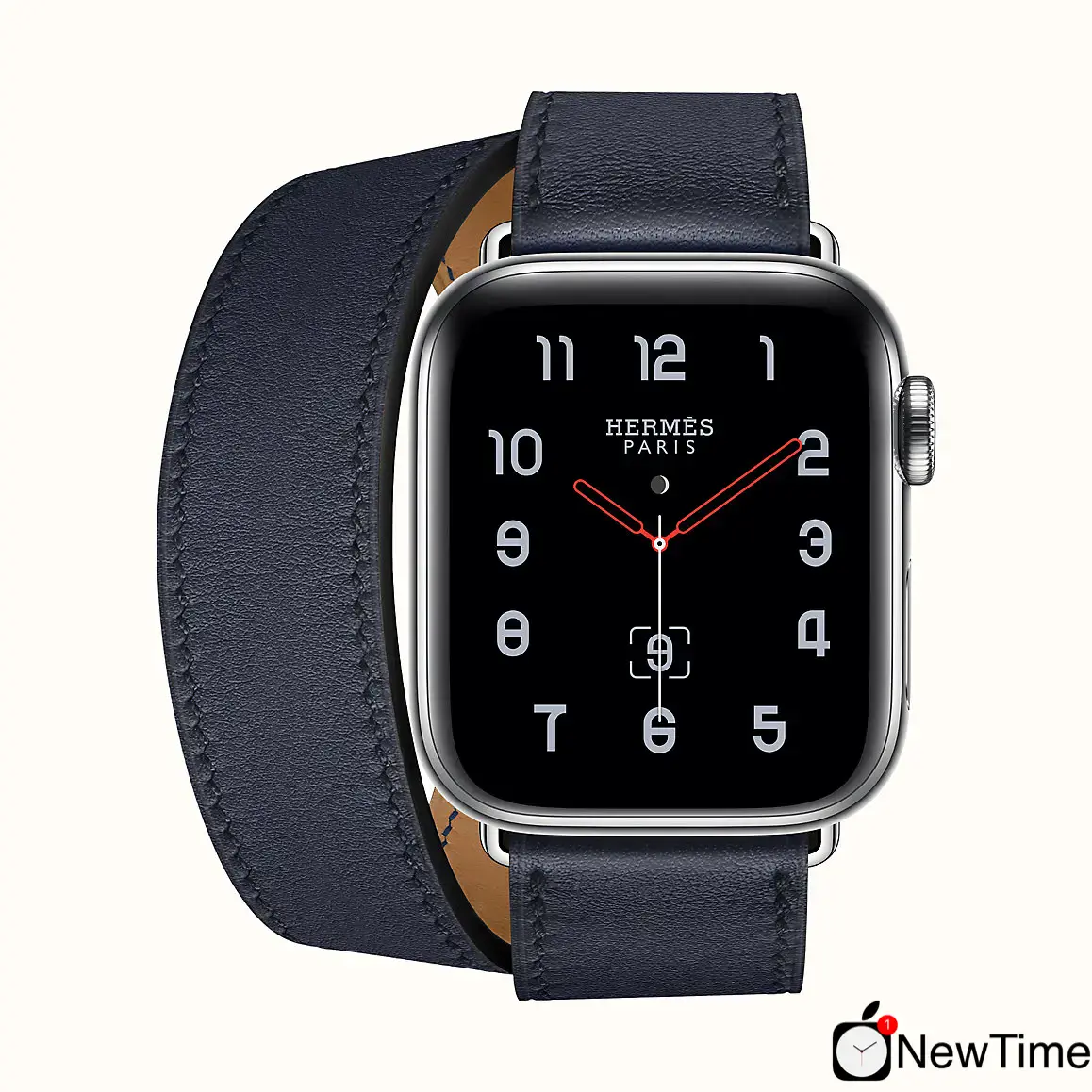 Apple Watch Series 4 Hermès (GPS + Cellular) 40mm Stainless Steel Case with Bleu Indigo Swift Leather Double Tour Long (H078725CJ76)