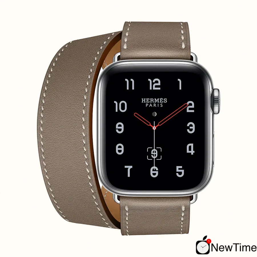 Apple Watch Series 4 Hermès (GPS + Cellular) 40mm Stainless Steel Case with Etoupe Swift Leather Double Tour (H074200CJ18)