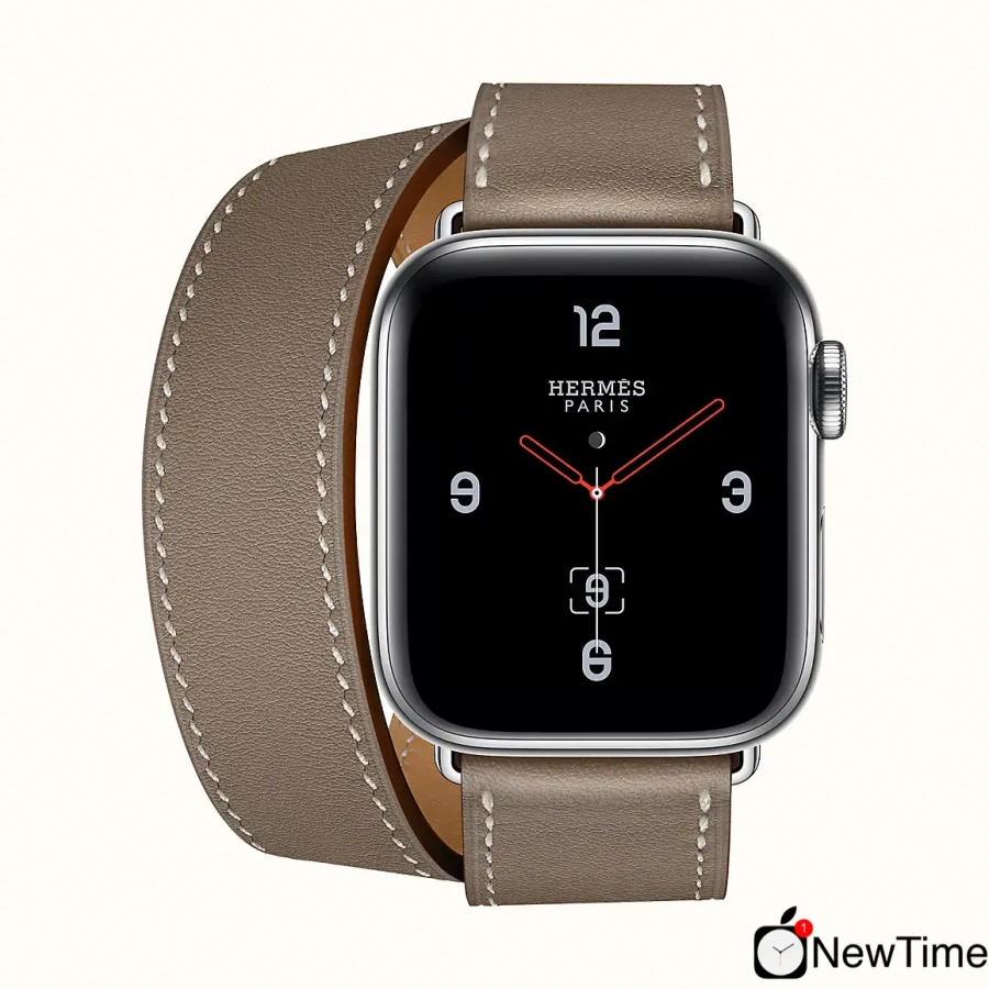 Apple Watch Series 4 Hermès (GPS + Cellular) 40mm Stainless Steel Case with Etoupe Swift Leather Double Tour (H074200CJ18)