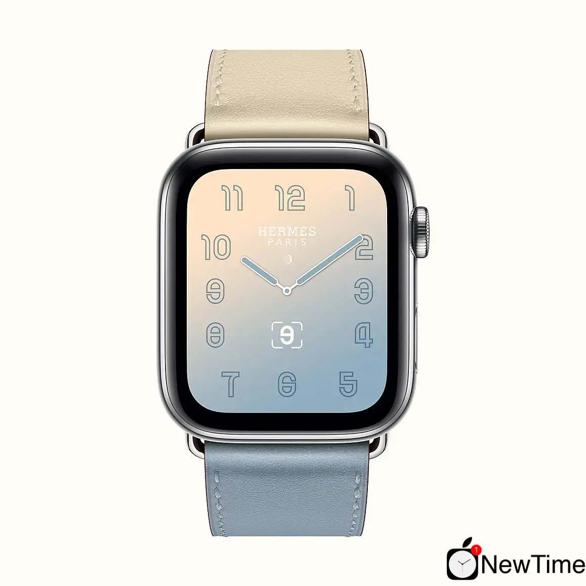 Apple Watch Series 4 Hermès (GPS + Cellular) 44mm Stainless Steel Case with Bleu Lin/Craie/Bleu du Nord Swift Leather Single Tour (H078728CJAD)