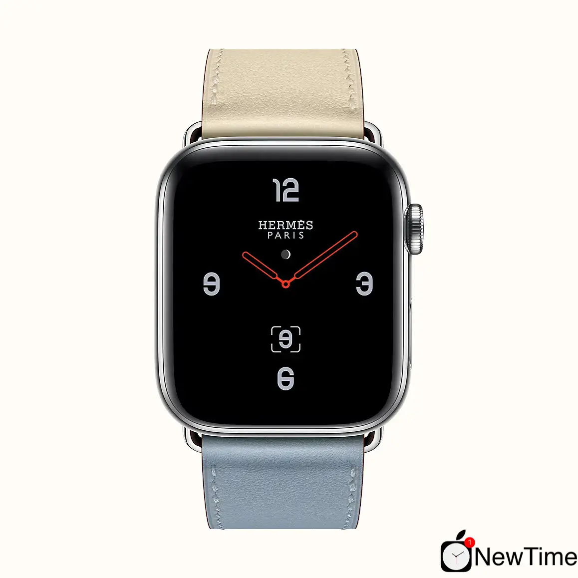 Apple Watch Series 4 Hermès (GPS + Cellular) 44mm Stainless Steel Case with Bleu Lin/Craie/Bleu du Nord Swift Leather Single Tour (H078728CJAD)