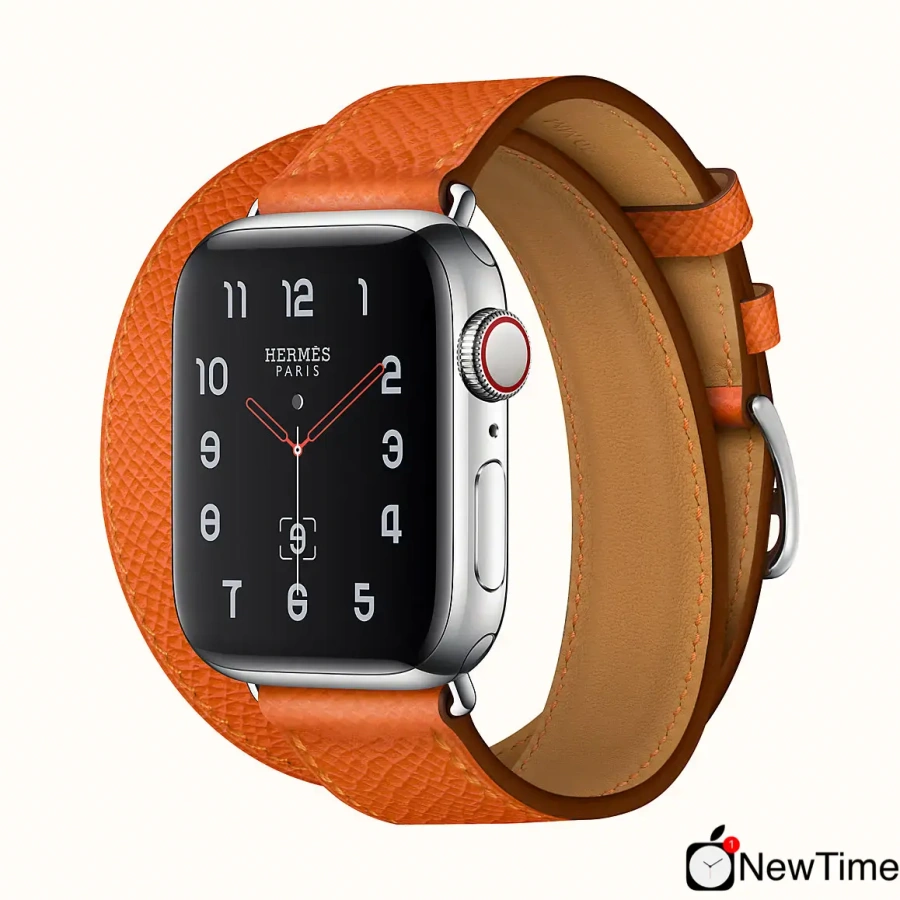Apple Watch Series 4 Hermès (GPS + Cellular) 40mm Stainless Steel Case with Feu Epsom Leather Double Tour (H077069CJ9J)