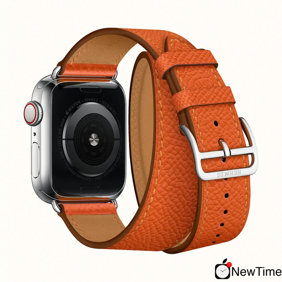 Apple Watch Series 4 Hermès (GPS + Cellular) 40mm Stainless Steel Case with Feu Epsom Leather Double Tour (H077069CJ9J)