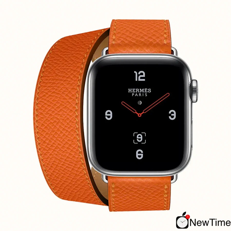Apple Watch Series 4 Hermès (GPS + Cellular) 40mm Stainless Steel Case with Feu Epsom Leather Double Tour (H077069CJ9J)