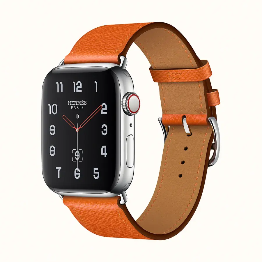 Apple Watch Series 4 Hermès (GPS + Cellular) 40mm Stainless Steel Case with Feu Epsom Leather Single Tour (H077058CJ9J)