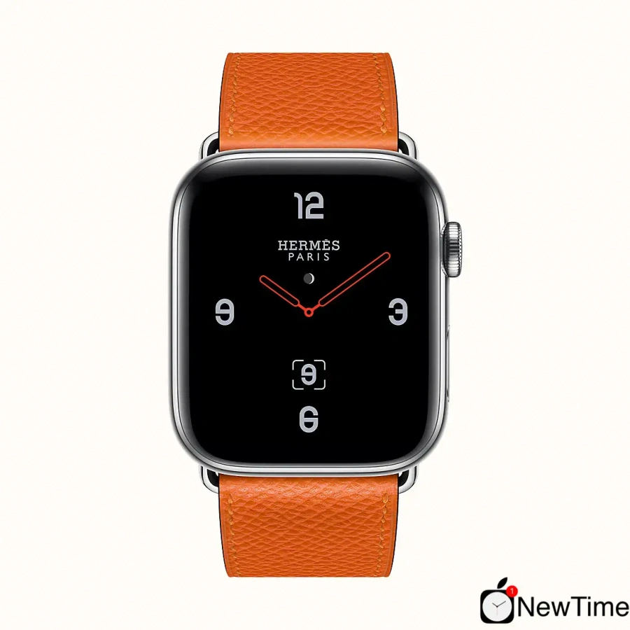 Apple Watch Series 4 Hermès (GPS + Cellular) 44mm Stainless Steel Case with Feu Epsom Leather Single Tour (H077053CJ9J)