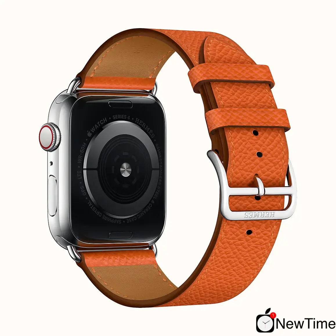 Apple Watch Series 4 Hermès (GPS + Cellular) 44mm Stainless Steel Case with Feu Epsom Leather Single Tour (H077053CJ9J)