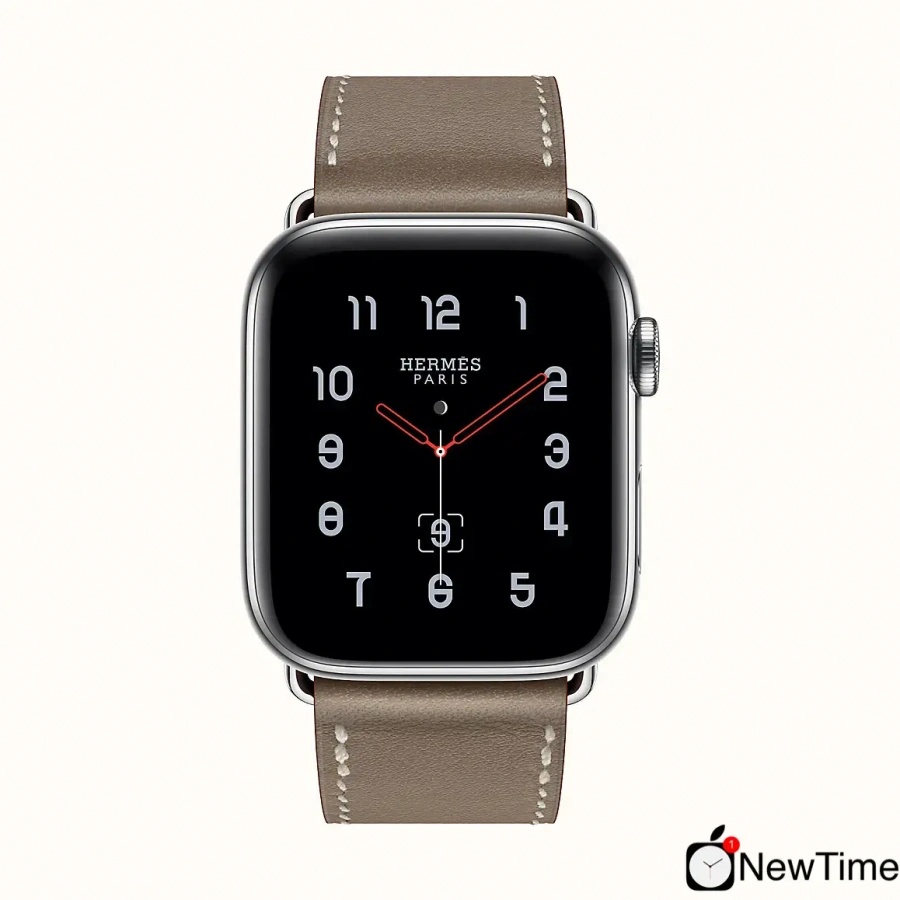 Apple Watch Series 4 Hermès (GPS + Cellular) 44mm Stainless Steel Case with Etoupe Swift Leather Single Tour (H077059CJ18)