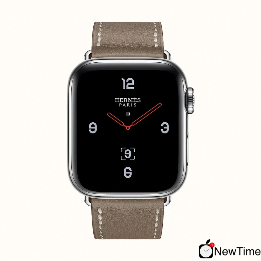 Apple Watch Series 4 Hermès (GPS + Cellular) 44mm Stainless Steel Case with Etoupe Swift Leather Single Tour (H077059CJ18)