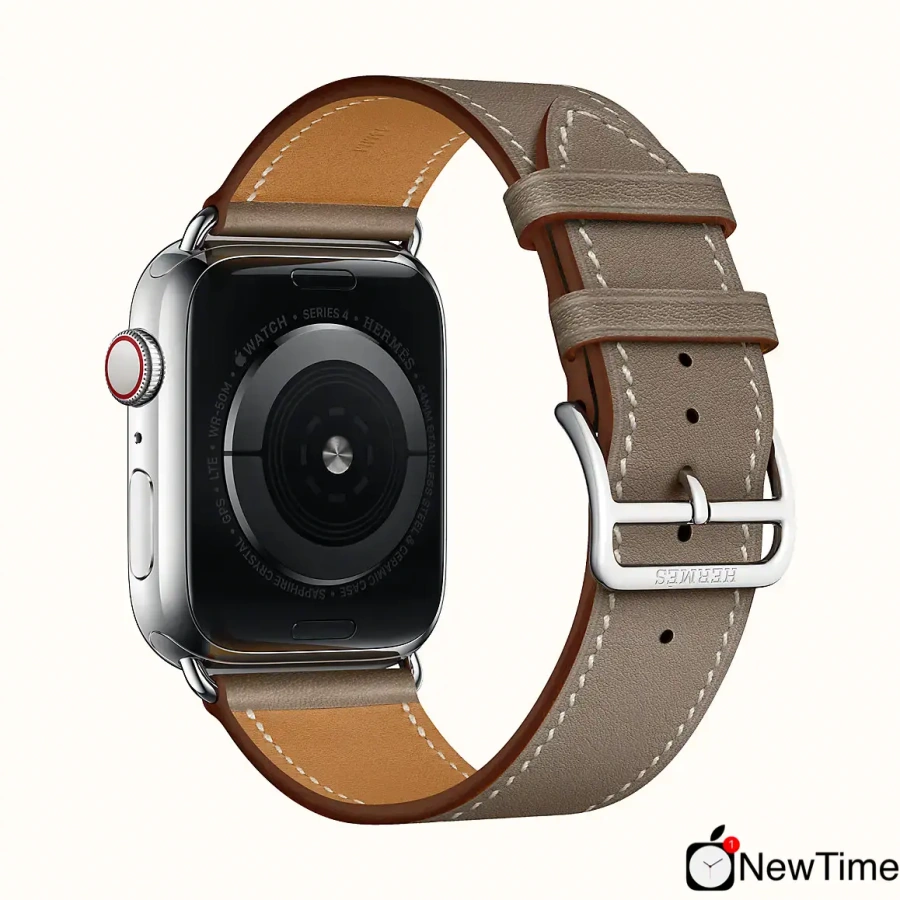Apple Watch Series 4 Hermès (GPS + Cellular) 44mm Stainless Steel Case with Etoupe Swift Leather Single Tour (H077059CJ18)
