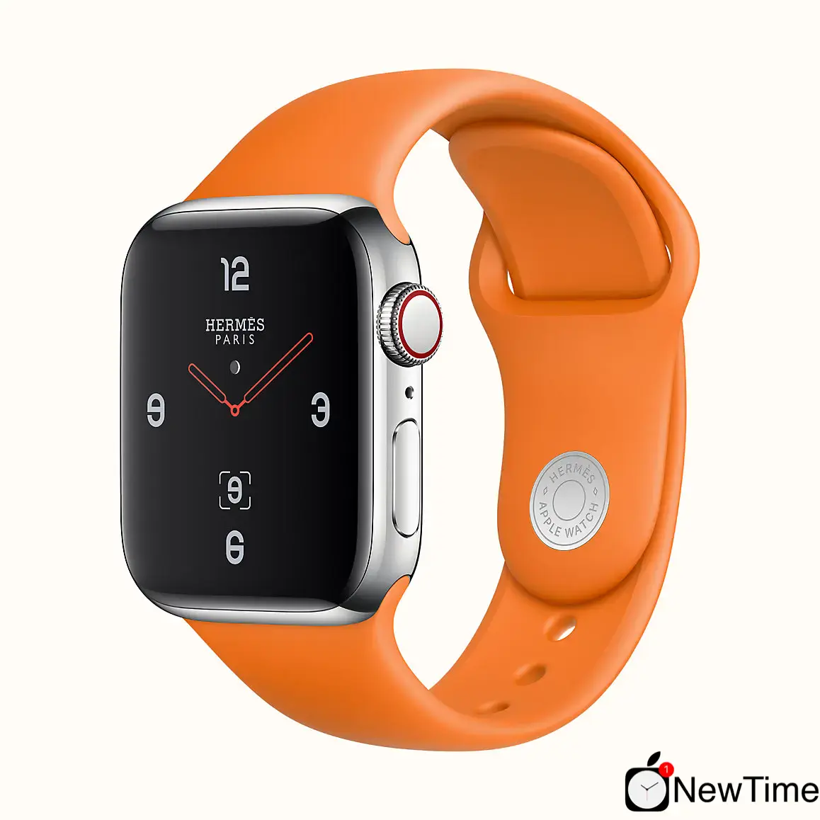 Apple Watch Series 4 Hermès (GPS + Cellular) 44mm Stainless Steel Case with Etoupe Swift Leather Single Tour (H077059CJ18)