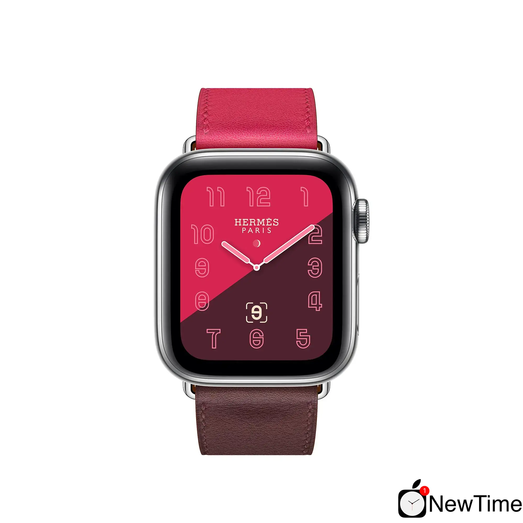 Apple Watch Series 4 Hermès (GPS + Cellular) 40mm Stainless Steel Case with Bordeaux/Rose Extrême/Rose Azalée Swift Leather Single Tour (MU6N2, MU702)