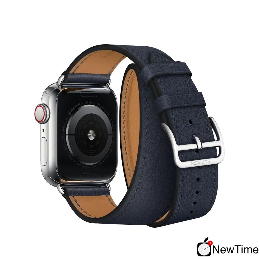 Apple Watch Series 4 Hermès (GPS + Cellular) 40mm Stainless Steel Case with Bleu Indigo Swift Leather Double Tour (MU6Q2, MU722)