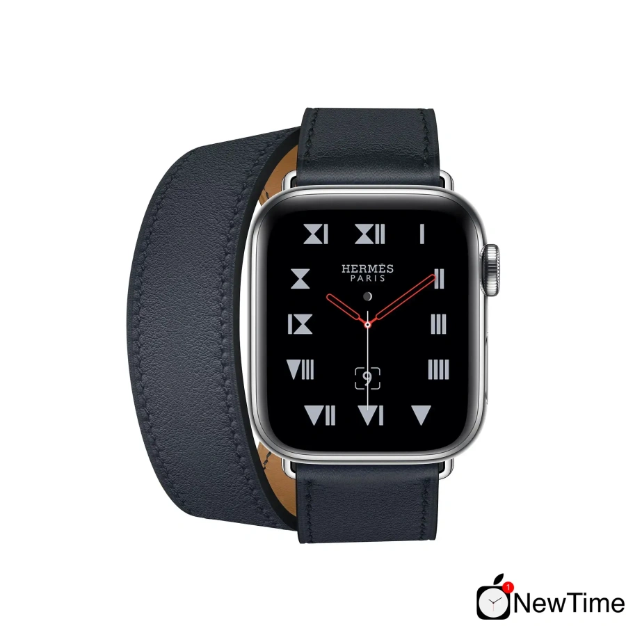 Apple Watch Series 4 Hermès (GPS + Cellular) 40mm Stainless Steel Case with Bleu Indigo Swift Leather Double Tour (MU6Q2, MU722)