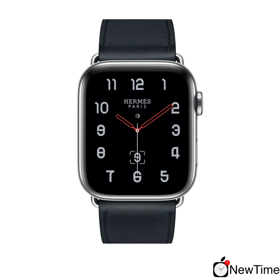 Apple Watch Series 4 Hermès (GPS + Cellular) 44mm Stainless Steel Case with Bleu Indigo Swift Leather Single Tour (MU6W2, MU772)