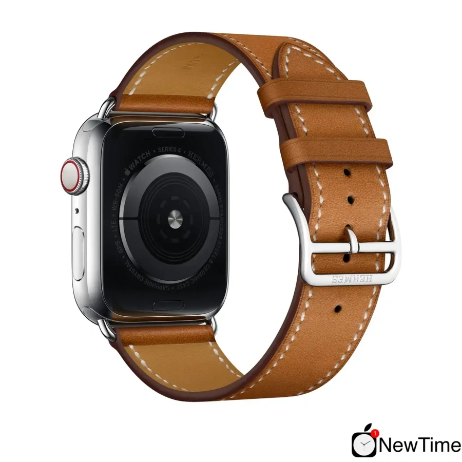 Apple Watch Series 4 Hermès (GPS + Cellular) 44mm Stainless Steel Case with Fauve Barenia Leather Single Tour (MU6V2, MU762)