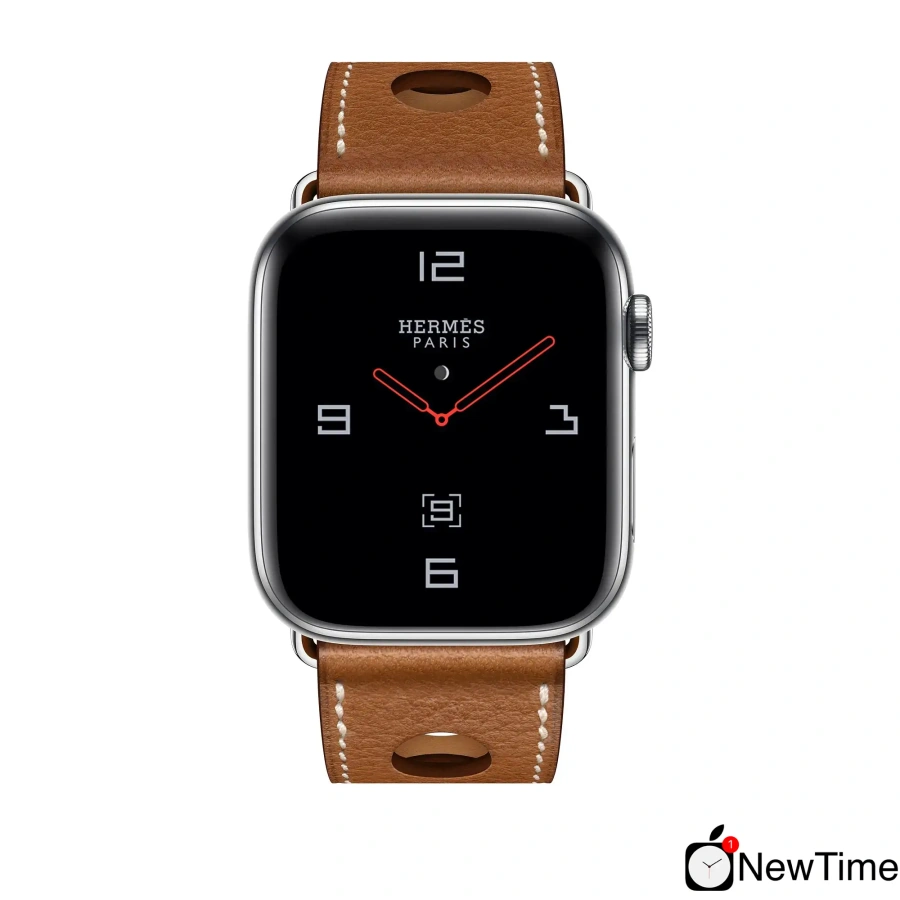 Apple Watch Series 4 Hermès (GPS + Cellular) 44mm Stainless Steel Case with Fauve Grained Barenia Leather Single Tour Rallye (MU9D2, MU9E2)