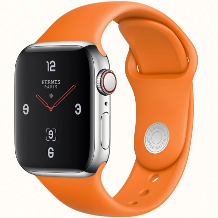 Apple Watch Series 4 Hermès (GPS + Cellular) 44mm Stainless Steel Case with Orange Sport Band (MUH02)