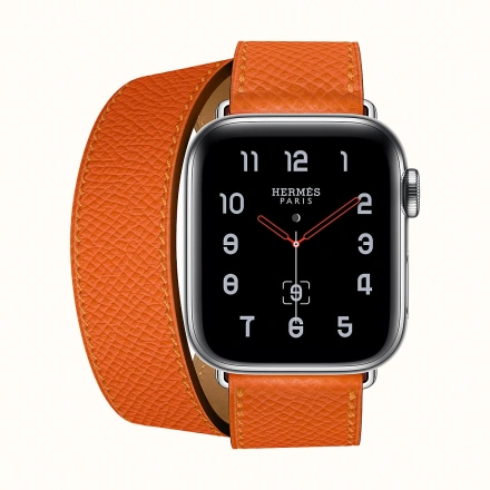 Apple Watch Series 4 Hermès (GPS + Cellular) 40mm Stainless Steel Case with Feu Epsom Leather Double Tour (H077069CJ9J)