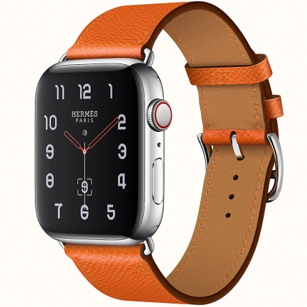 Apple Watch Series 4 Hermès (GPS + Cellular) 44mm Stainless Steel Case with Feu Epsom Leather Single Tour (H077053CJ9J)