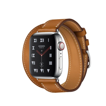 Apple Watch Series 4 Hermès (GPS + Cellular) 40mm Stainless Steel Case with Fauve Barenia Leather Double Tour (MU6P2, MU712)