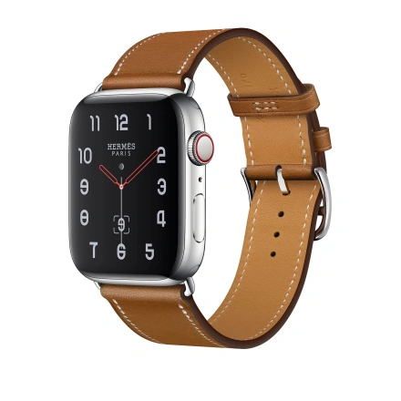 Apple Watch Series 4 Hermès (GPS + Cellular) 40mm Stainless Steel Case with Fauve Barenia Leather Single Tour (MU6M2, MU6Y2)