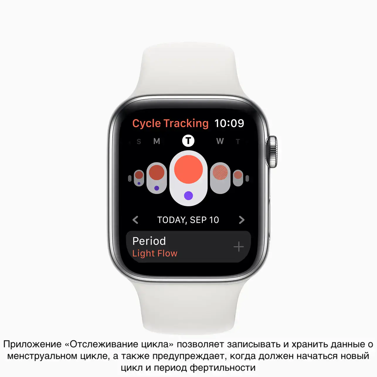 Apple Watch Series 5 GPS + Cellular 44mm Stainless Steel Case with White Sport Band (MWW22, MWWF2)