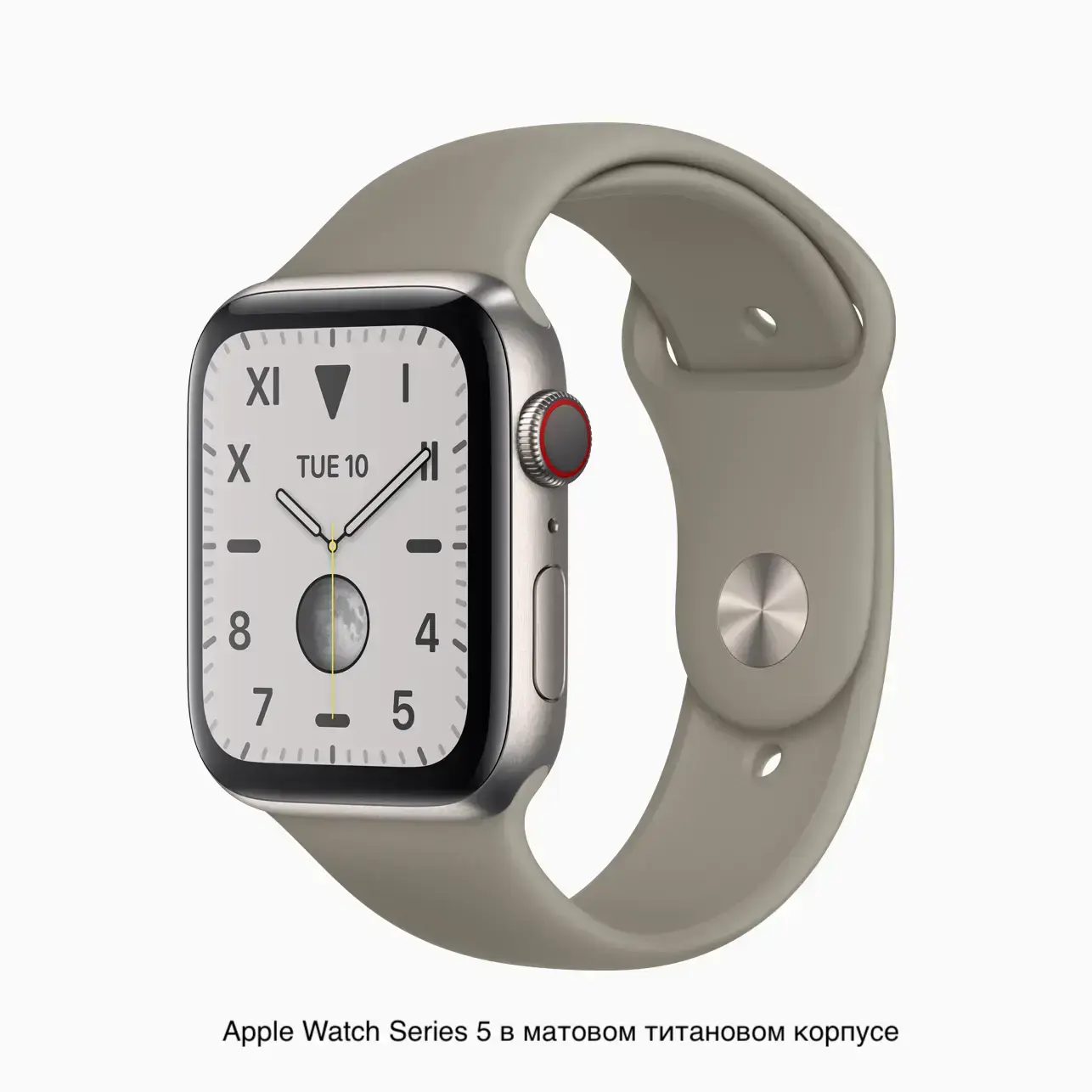 Apple Watch Series 5 GPS + Cellular 44mm Stainless Steel Case with White Sport Band (MWW22, MWWF2)