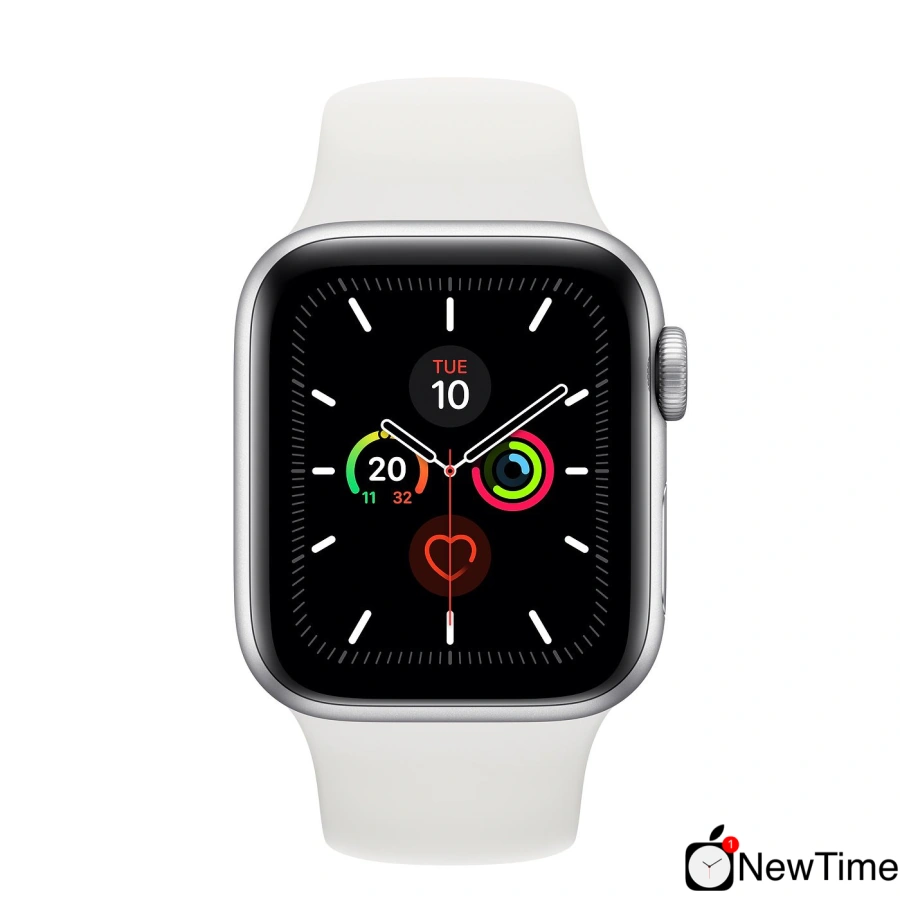 Apple Watch Series 5 GPS + Cellular 40mm Silver Aluminum Case with White Sport Band (MWWN2, MWX12)