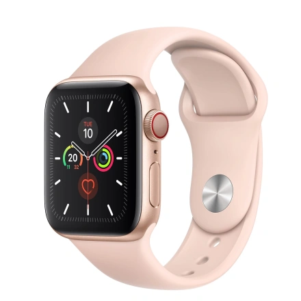 Apple Watch Series 5 GPS + Cellular 40mm Gold Aluminum Case with Pink Sand Sport Band (MWWP2, MWX22)