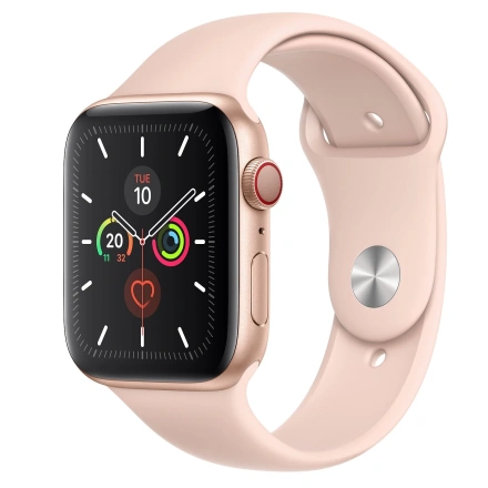 Apple Watch Series 5 GPS + Cellular 44mm Gold Aluminum Case with Pink Sand Sport Band (MWW02, MWWD2)