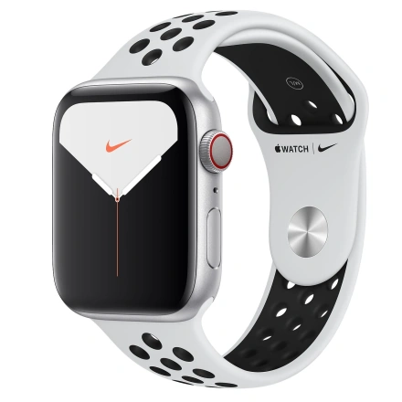 Apple Watch Series 5 Nike GPS + Cellular 44mm Silver Aluminium Case with Pure Platinum / Black Nike Sport Band (MX392, MX3E2)