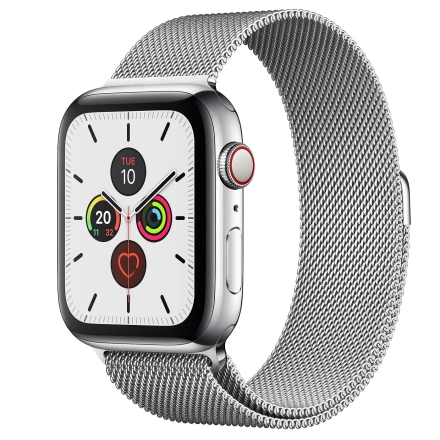 Apple Watch Series 5 GPS + Cellular 44mm Stainless Steel Case with Milanese Loop (MWW32, MWWG2)
